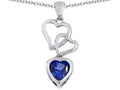 Star K™ Heart Shape Created Sapphire 3 Hearts Dangling Pendant Necklace