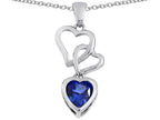 Star K™ Heart Shape Created Sapphire 3 Hearts Dangling Pendant Necklace