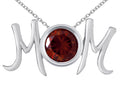 Star K™ Round Simulated Garnet MOM Mother's Pendant Necklace