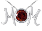 Star K™ Round Simulated Garnet MOM Mother's Pendant Necklace