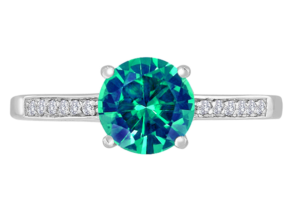 Original Star K Round 7mm Simulated Emerald Solitaire Ring