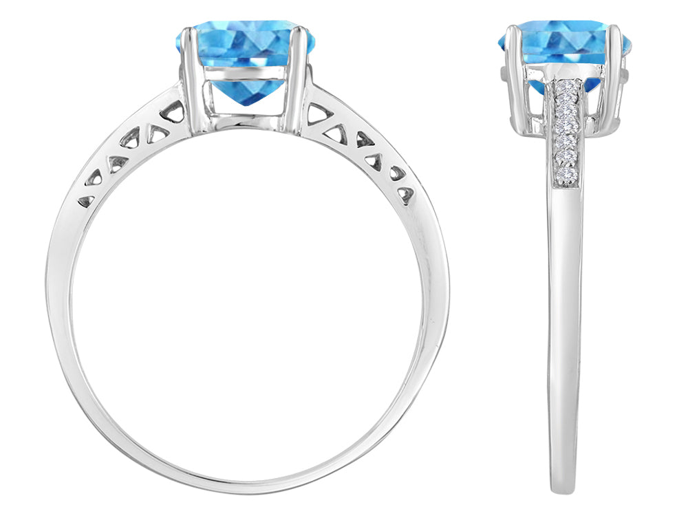 Original Star K Round 7mm Genuine Blue Topaz Solitaire Engagement Ring