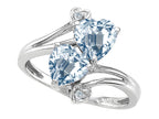 Tommaso Design Heart Shape 6mm Simulated Aquamarine Ring