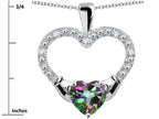 Star K™ Hands Holding Heart Rainbow Mystic Topaz Claddagh Pendant Necklace