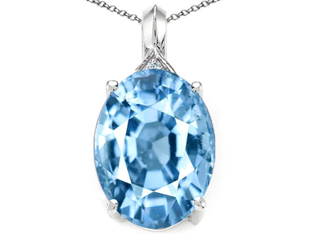 Tommaso Design™ Oval 12x10mm Simulated Aquamarine Pendant Necklace