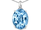 Tommaso Design™ Oval 12x10mm Simulated Aquamarine Pendant Necklace