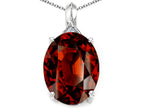 Tommaso Design™ Oval 12x10mm Genuine Garnet Pendant Necklace