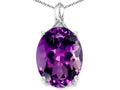 Tommaso Design™ Oval 12x10mm Genuine Amethyst Pendant Necklace