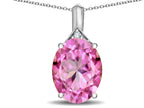 Tommaso Design™ Oval 12x10mm Created Pink Sapphire Pendant Necklace