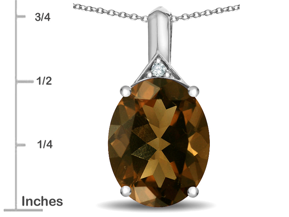 Tommaso Design™ Oval 12x10mm Genuine Smoky Quartz Pendant Necklace