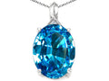 Tommaso Design™ Oval 12x10mm Genuine Blue Topaz Pendant Necklace