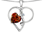 Star K™ Large 10mm Heart Shaped Simulated Garnet Knotted Heart Pendant Necklace
