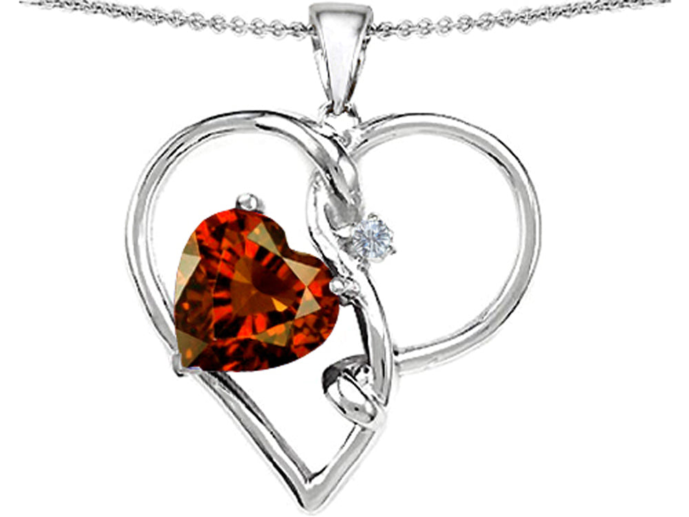 Star K™ Large 10mm Heart Shaped Simulated Garnet Knotted Heart Pendant Necklace