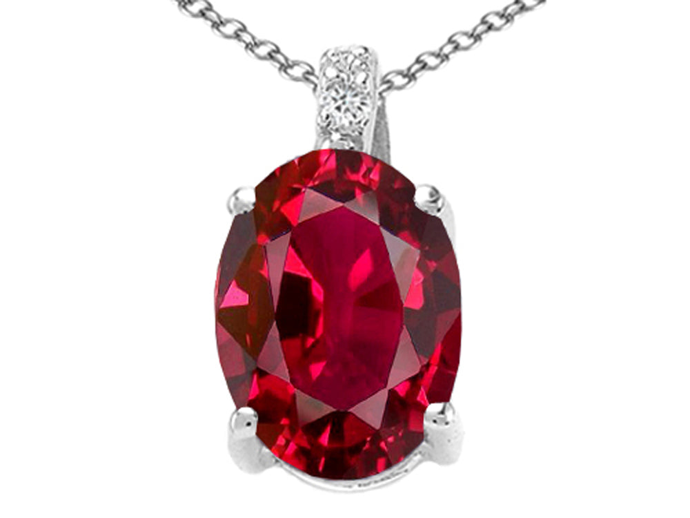 Tommaso Design™ Oval Created Ruby Pendant Necklace