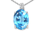 Tommaso Design™ Oval Simulated Aquamarine Pendant Necklace