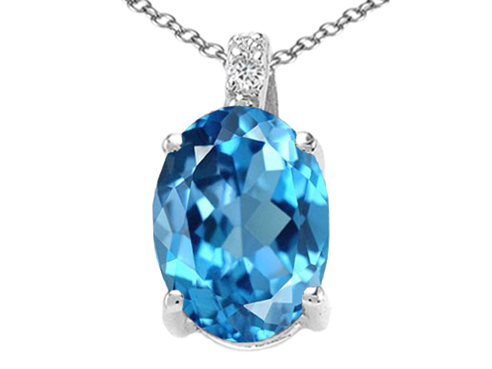 Tommaso Design™ Oval Genuine Blue Topaz Pendant Necklace