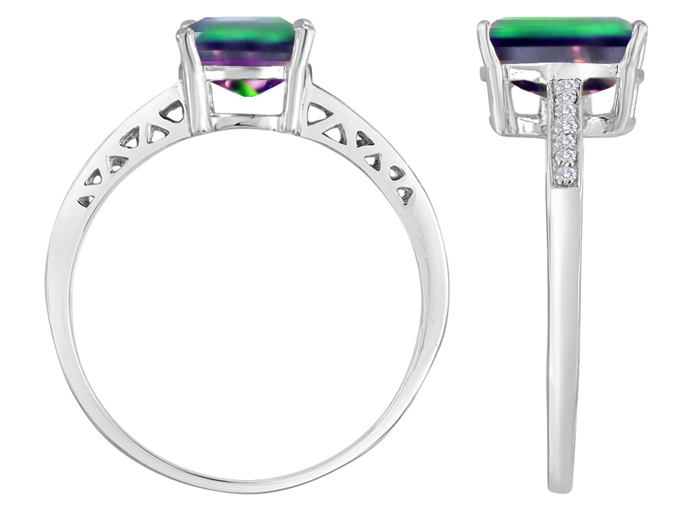 Original Star K 8x6mm Rainbow Mystic Topaz Solitaire Engagement Ring