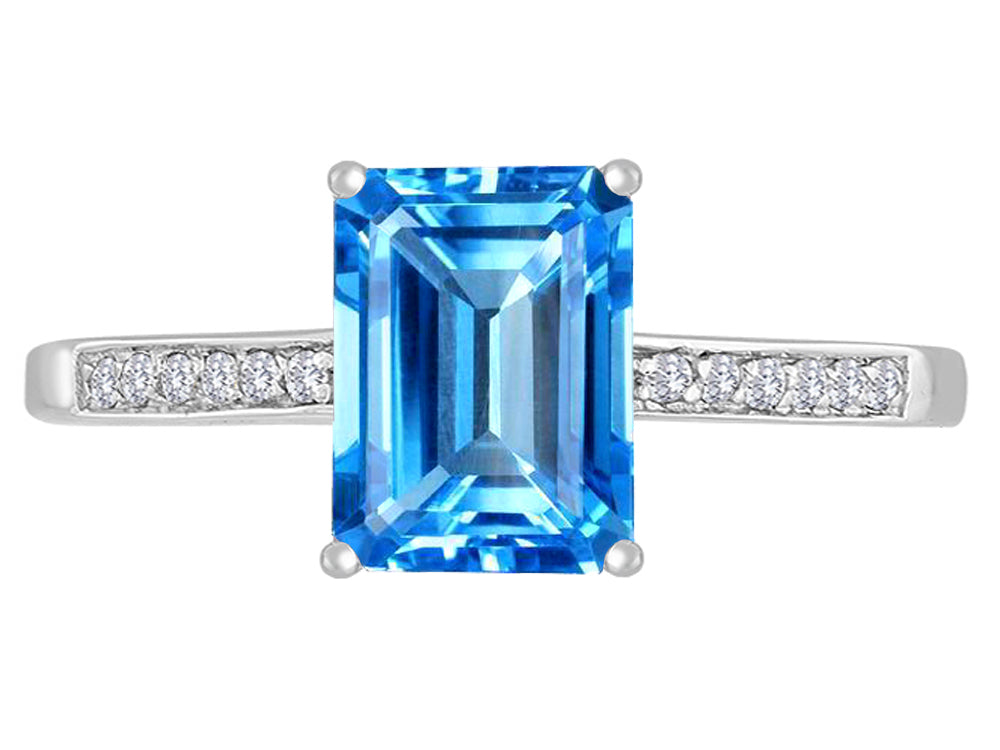 Original Star K Genuine Blue Topaz Solitaire Engagement Ring