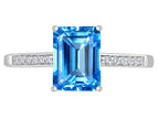 Original Star K Genuine Blue Topaz Solitaire Engagement Ring