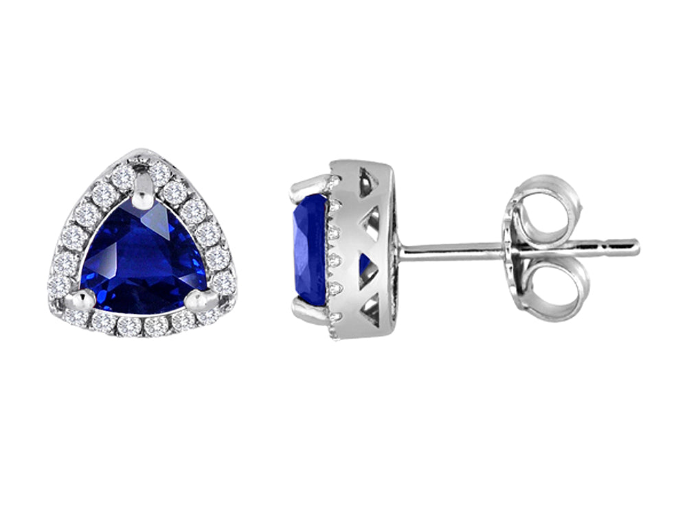Star K™ Trillian Created Sapphire Halo Earring Studs