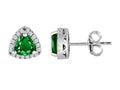 Star K™ Trillian Simulated Emerald Halo Earring Studs