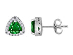 Star K™ Trillian Simulated Emerald Halo Earring Studs