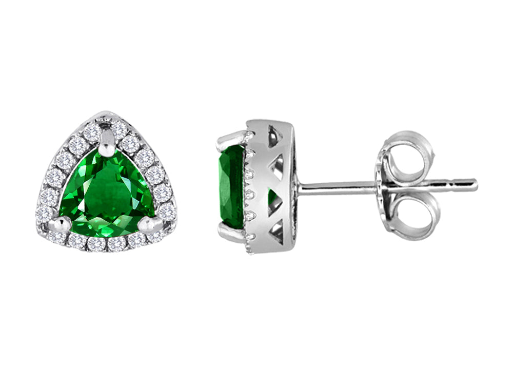 Star K™ Trillian Simulated Emerald Halo Earring Studs