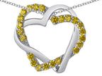 Star K™ Simulated Citrine Intertwined Double Heart Love Pendant Necklace