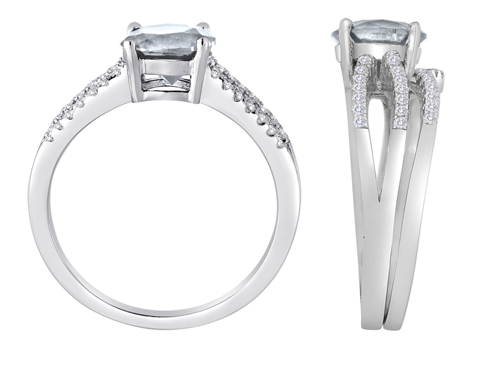 Star K Round 7mm Genuine White Topaz Wedding Set