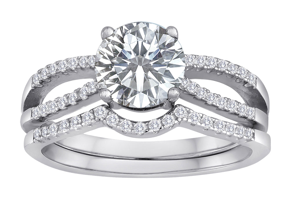 Star K Round 7mm Genuine White Topaz Wedding Set