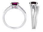 Star K Round 7mm Created Ruby Wedding Set