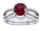 Star K Round 7mm Created Ruby Wedding Set
