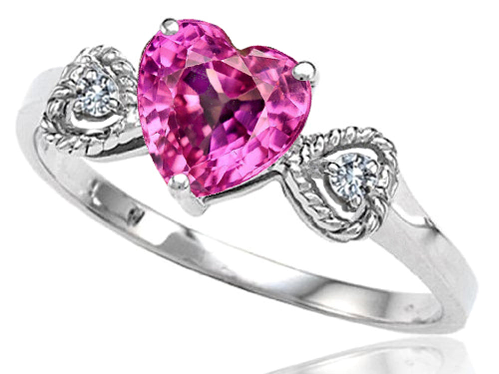 Tommaso Design Created Pink Sapphire Heart Shape Engagement Promise Ring