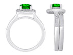 Star K Cushion-Cut Simulated Emerald Wedding Set