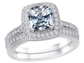 Star K Cushion-Cut White Topaz Wedding Set