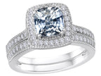 Star K Cushion-Cut White Topaz Wedding Set