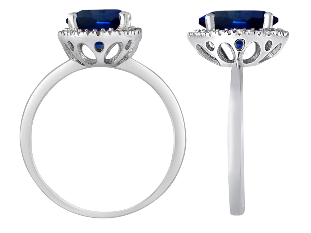Star K Oval Simulated Sapphire Halo Ring