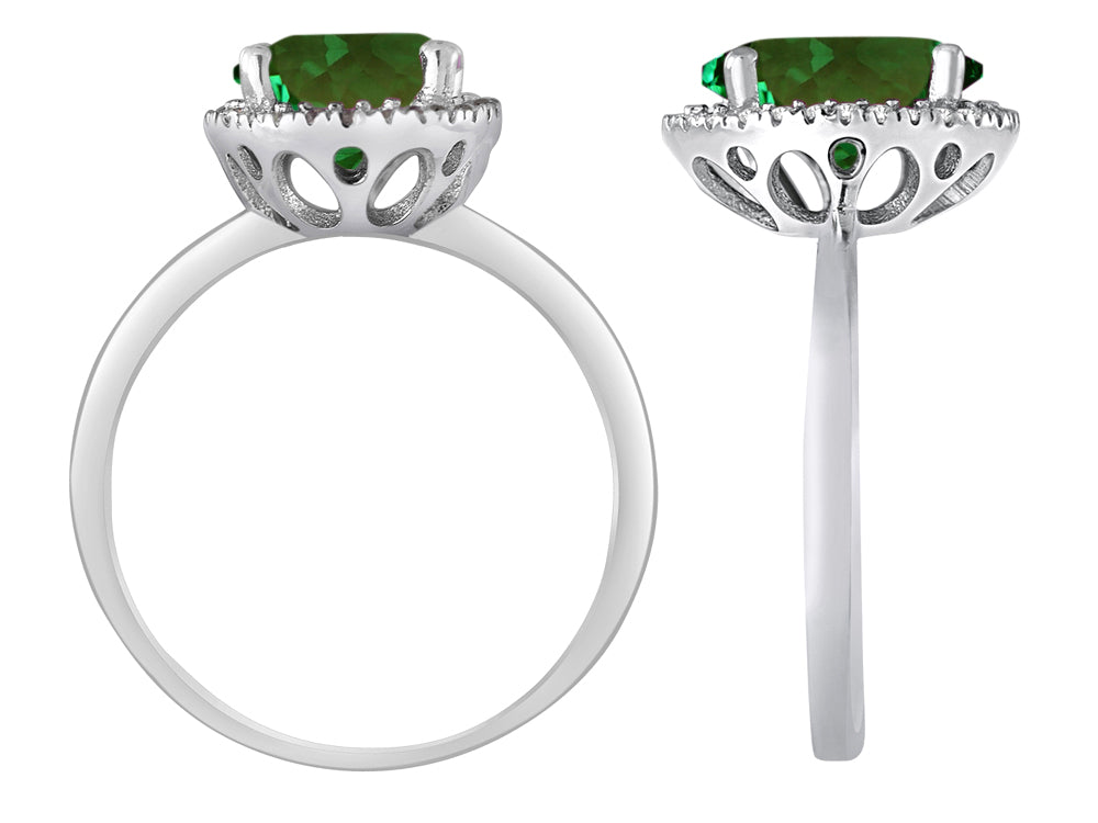 Star K Oval Simulated Emerald Halo Ring
