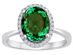 Star K Oval Simulated Emerald Halo Ring