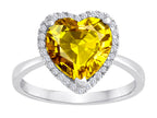 Star K Heart Shape Simulated Citrine Halo Ring