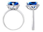 Star K Heart Shape Simulated Blue Topaz Halo Ring
