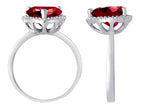 Star K Heart Shape Created Ruby Halo Ring
