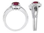 Star K Round Created Ruby Halo Wedding Set