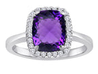 Star K Cushion-Cut Simulated Amethyst Halo Ring