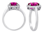 Star K Cushion-Cut Created Pink Sapphire Halo Ring