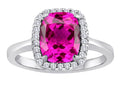 Star K Cushion-Cut Created Pink Sapphire Halo Ring