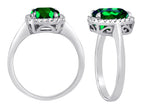 Star K Cushion-Cut Simulated Emerald Halo Ring