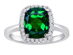 Star K Cushion-Cut Simulated Emerald Halo Ring