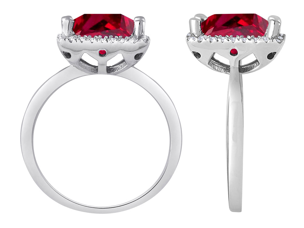 Star K Square Cut Created Ruby Halo Ring