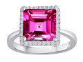 Star K Square Cut Created Pink Sapphire Halo Ring